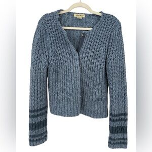 Eddie Bauer Blue Textured Knit Snap-Front Cardigan Sweater Medium